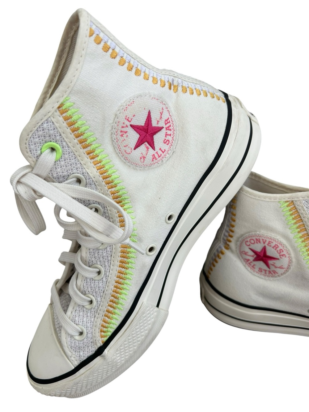Converse CT All Star Lift High Top Shoes Embroidered Egret Women Size 9 Boho